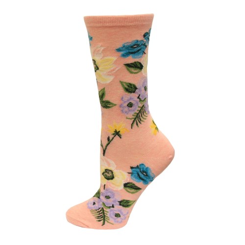 HotSox Spring Floral Socks, Pink Heather, 1 Pair, Women Shoe 4-10