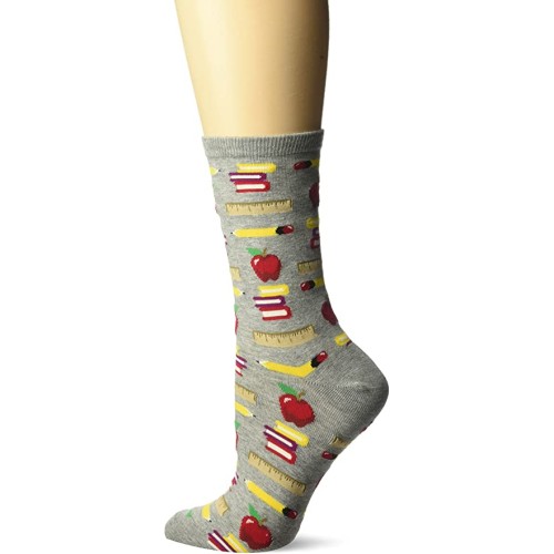 HotSox Womens Teacher's Pet Socks, Gents Grey Heather, 1 Pair, Womens Shoe 4-10