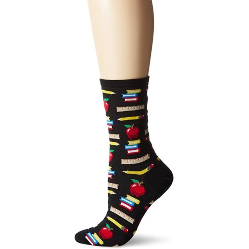 HotSox Womens Teacher's Pet Socks, Black, 1 Pair, Womens Shoe 4-10