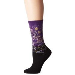 Hot Sox Women's Artist Series Crew Socks | Starry Night, Purple, Shoe Size: 4-10 Hot Sox Women's Artist Series Crew Socks | Starry Night, Purple, Shoe Size: 4-10