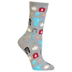 Hot Sox Women's Nurse and Doctor Medical Crew Socks, Grey Hot Sox Women's Nurse and Doctor Medical Crew Socks, Grey