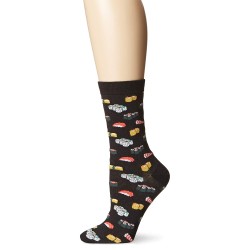 Hot Sox Women's Food and Drink Novelty Casual Crew Socks, Sushi (Black), Shoe Size: 4-10 Hot Sox Women's Food and Drink Novelty Casual Crew Socks, Sushi (Black), Shoe Size: 4-10