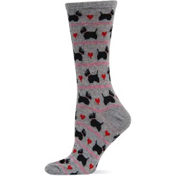 HotSox Womens Scottie Dogs with Hearts Socks, Grey Heather, 1 Pair, Womens Shoe 4-10 HotSox Womens Scottie Dogs with Hearts Socks, Grey Heather, 1 Pair, Womens Shoe 4-10