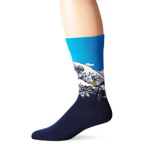 Hot Sox Men's Famous Artist Series Novelty Crew Socks, Wave (Blue/Navy), Shoe Size: 6-12,sock size: 10-13 Hot Sox Men's Famous Artist Series Novelty Crew Socks, Wave (Blue/Navy), Shoe Size: 6-12,sock size: 10-13