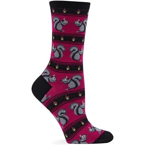 HOTSOX Womens Crew Socks Squirrels 1 Pair, Black, Womens 4-10 Shoe HOTSOX Womens Crew Socks Squirrels 1 Pair, Black, Womens 4-10 Shoe