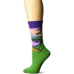 HotSox Womens Mt Fuji Over a Lake Socks, Violet, 1 Pair, Womens Shoe 4-10