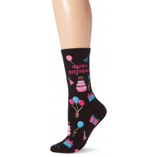 HotSox Womens Happy Birthday Socks, Black, 1 Pair, Womens Shoe 4-10