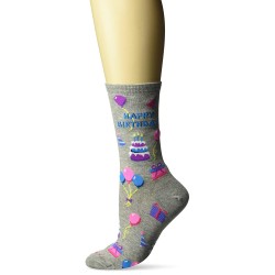 HotSox Womens Happy Birthday Socks, Sweatshirt Grey Heather, 1 Pair, Womens Shoe 4-10