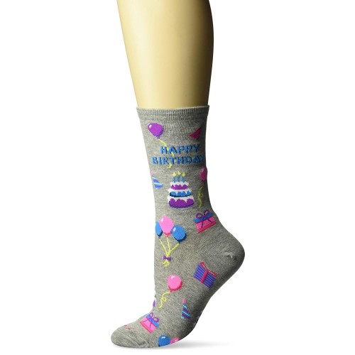HotSox Womens Happy Birthday Socks, Sweatshirt Grey Heather, 1 Pair, Womens Shoe 4-10 HotSox Womens Happy Birthday Socks, Sweatshirt Grey Heather, 1 Pair, Womens Shoe 4-10
