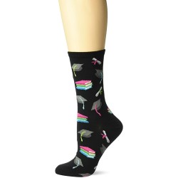 HotSox Womens Graduation Socks, Black, 1 Pair, Womens Shoe 4-10