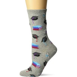 HotSox Womens Graduation Socks, Sweatshirt Grey Heather, 1 Pair, Womens Shoe 4-10