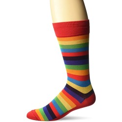 HotSox Mens Fun Stripe Crew Socks, Red Multi, 1 Pair, Mens Shoe 6-12.5 HotSox Mens Fun Stripe Crew Socks, Red Multi, 1 Pair, Mens Shoe 6-12.5
