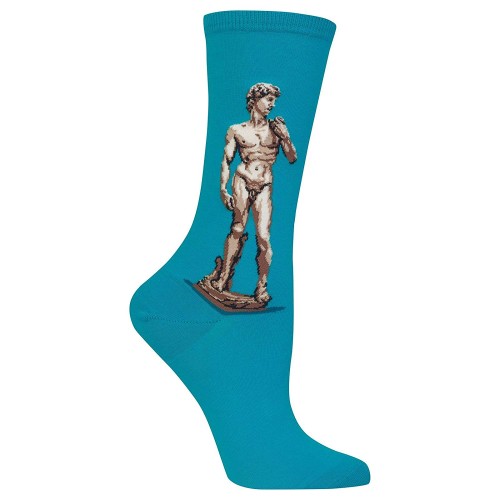 Hot Sox Women's Artist Series Crew, Michelangelo’S David (Teal), Shoe Size: 4-10 (Sock Size: 9-11) Hot Sox Women's Artist Series Crew, Michelangelo’S David (Teal), Shoe Size: 4-10 (Sock Size: 9-11)
