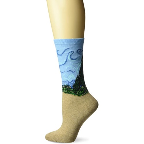 HotSox Womens Wheat Field with Cypress Socks, Pale Blue, 1 Pair, Womens Shoe 4-10 HotSox Womens Wheat Field with Cypress Socks, Pale Blue, 1 Pair, Womens Shoe 4-10