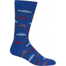 HOTSOX Mens Crew Socks Vintage Cars 1 Pair, Blue, Mens 8-12 Shoe