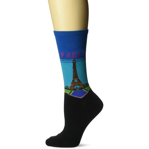 Hot Sox Women's Travel Series Novelty Fashion Crew, Paris (Dark Blue), Shoe Size: 4-10 Hot Sox Women's Travel Series Novelty Fashion Crew, Paris (Dark Blue), Shoe Size: 4-10