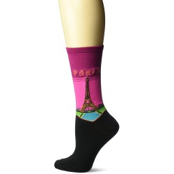 Hot Sox Women's Travel Series Novelty Fashion Crew, Paris (Magenta), Shoe Size: 4-10 Hot Sox Women's Travel Series Novelty Fashion Crew, Paris (Magenta), Shoe Size: 4-10