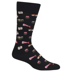 Hot Sox Men's Food and Booze Novelty Casual Crew Socks, Sushi (black), Shoe Size: 6-12 Hot Sox Men's Food and Booze Novelty Casual Crew Socks, Sushi (black), Shoe Size: 6-12