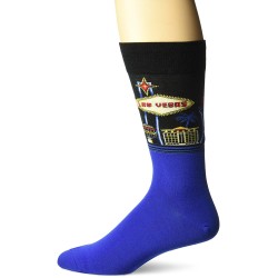 Hot Sox Men's Classic Fashion Crew Socks, Las Vegas (Black), Shoe Size: 6-12