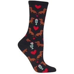 HotSox Womens Dogs and Milkshake Socks, Black, 1 Pair, Womens Shoe Size 4-10 HotSox Womens Dogs and Milkshake Socks, Black, 1 Pair, Womens Shoe Size 4-10