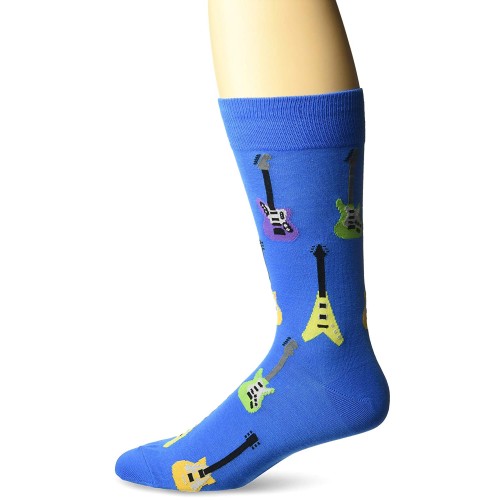 Hot Sox Men's Classic Fashion Crew Socks, Electric Guitars (Blue), Shoe Size: 6-12 Hot Sox Men's Classic Fashion Crew Socks, Electric Guitars (Blue), Shoe Size: 6-12