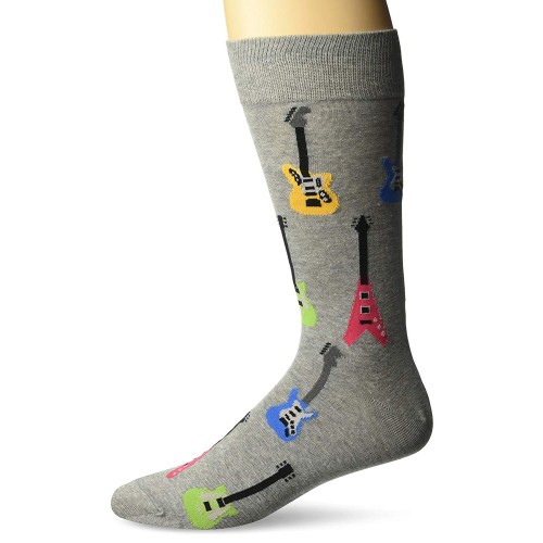 Hot Sox Men's Classic Fashion Crew Socks, Electric Guitars (Sweatshirt Grey Heather), Shoe Size: 6-12 Hot Sox Men's Classic Fashion Crew Socks, Electric Guitars (Sweatshirt Grey Heather), Shoe Size: 6-12