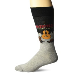 Hot Sox Men's Classic Fashion Crew Socks, Nashville (Black), Shoe Size: 6-12