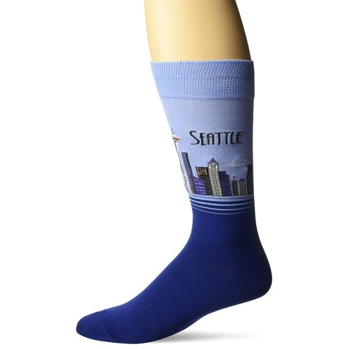 Hot Sox Men's Classic Fashion Crew Socks, Seattle (Coastal Blue), Shoe Size: 6-12 Hot Sox Men's Classic Fashion Crew Socks, Seattle (Coastal Blue), Shoe Size: 6-12