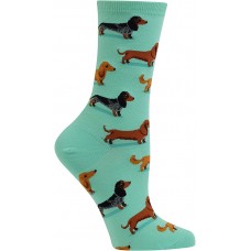 HOTSOX Womens Crew Socks Dachshunds 1 Pair, Mint, Womens 4-10 Shoe