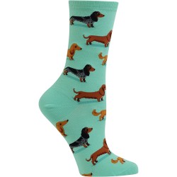 HOTSOX Womens Crew Socks Dachshunds 1 Pair, Mint, Womens 4-10 Shoe