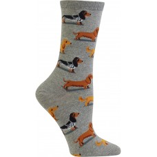 HotSox Womens Dachshunds Socks, Sweat Heather Grey, 1 Pair, Womens Shoe Size 4-10