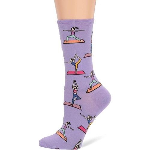 HotSox Womens Yoga Socks, Lavender, 1 Pair, Womens Shoe Size 4-10