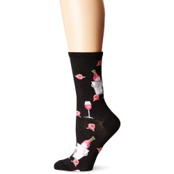 HotSox Womens Rose Wine Socks, Black, 1 Pair, Womens Shoe 4-10 HotSox Womens Rose Wine Socks, Black, 1 Pair, Womens Shoe 4-10
