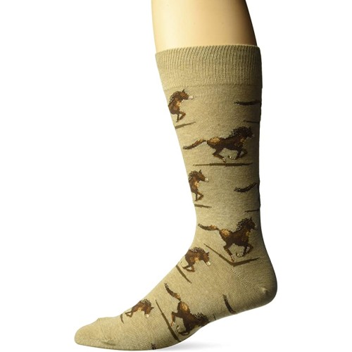 HotSox Mens Racing Horse Socks, Hemp Heather, 1 Pair, Mens Shoe 6-12.5