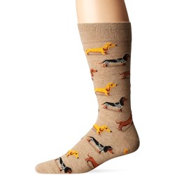 HotSox Mens Dachshunds Socks, Hemp Heather, 1 Pair, Mens Shoe Size 6-12.5