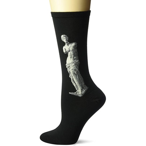 HotSox Womens Venus de Milo Socks, Black, 1 Pair, Womens Shoe 4-10