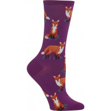 HotSox Womens Fox Socks, Purple, 1 Pair, Womens Shoe Size 4-10