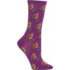 HOTSOX Womens Crew Socks Sparrow 1 Pair, Purple, Womens 4-10 Shoe