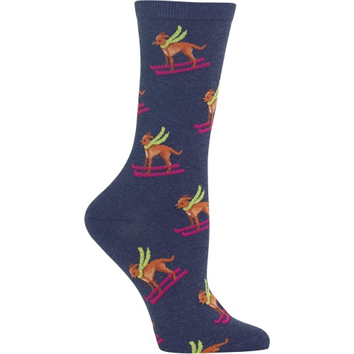 HOTSOX Womens Crew Socks Ski Dog 1 Pair, Denim Heather, Womens 4-10 Shoe HOTSOX Womens Crew Socks Ski Dog 1 Pair, Denim Heather, Womens 4-10 Shoe