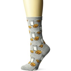 HOTSOX Womens Crew Socks Milk and Cookies 1 Pair, Sweatshirt Heather Grey, Womens 4-10 Shoe