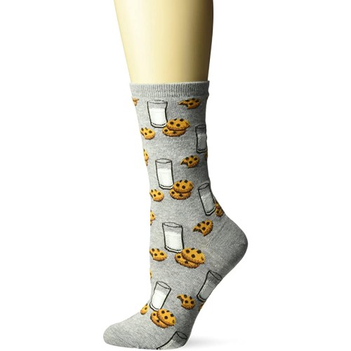 HOTSOX Womens Crew Socks Milk and Cookies 1 Pair, Sweatshirt Heather Grey, Womens 4-10 Shoe HOTSOX Womens Crew Socks Milk and Cookies 1 Pair, Sweatshirt Heather Grey, Womens 4-10 Shoe
