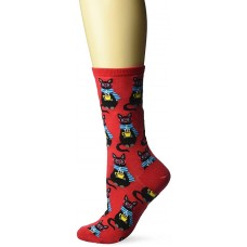 HotSox Womens Coffee Cat Socks, Red, 1 Pair, Womens Shoe Size 4-10