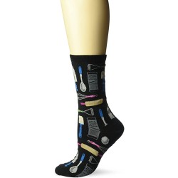 HotSox Womens Kitchen Utensils Socks, Black, 1 Pair, Womens Shoe Size 4-10