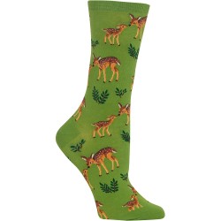 HotSox Womens Mother Deer Socks, Green, 1 Pair, Womens Shoe Size 4-10