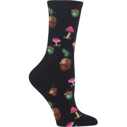 HOTSOX Womens Crew Socks Acorns and Mushrooms 1 Pair, Black, Womens 4-10 Shoe HOTSOX Womens Crew Socks Acorns and Mushrooms 1 Pair, Black, Womens 4-10 Shoe