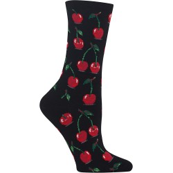HotSox Womens Cherries Socks, Black, 1 Pair, Womens Shoe 4-10