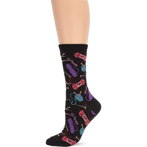 HotSox Womens Yarn and Knitting Needles Socks, Black, 1 Pair, Womens Shoe Size 4-10 HotSox Womens Yarn and Knitting Needles Socks, Black, 1 Pair, Womens Shoe Size 4-10