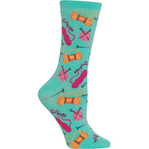 HotSox Womens Yarn and Knitting Needles Socks, Mint, 1 Pair, Womens Shoe Size 4-10