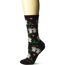 HotSox Womens Owl Love Socks, Black, 1 Pair, Womens Shoe 4-10
