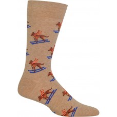 HOTSOX Mens Crew Socks Ski Dog 1 Pair, Hemp Heather, Mens 8-12 Shoe